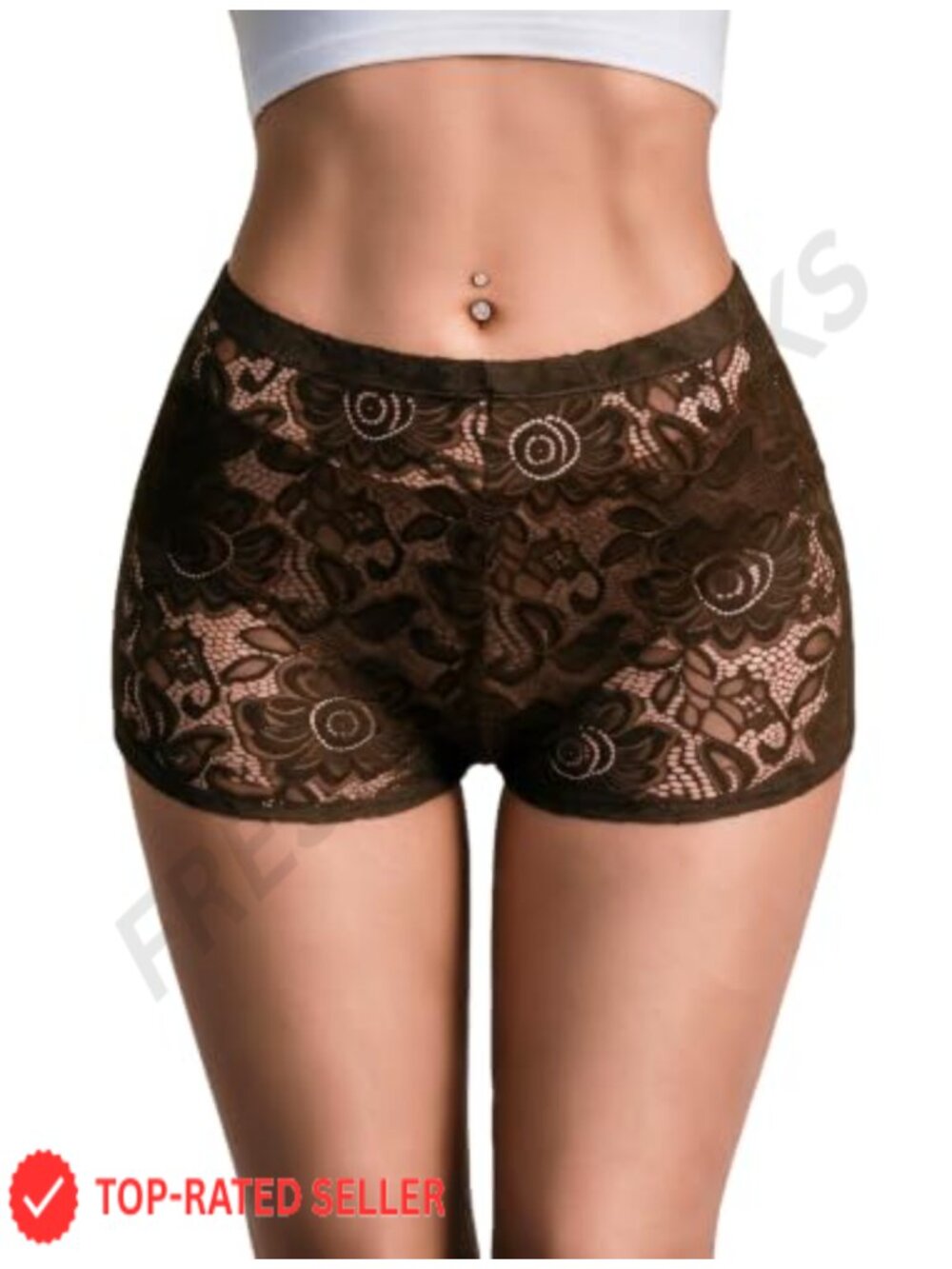 Lace Shorts Sheer Low Rise Micro Shorts Stretchy Women's